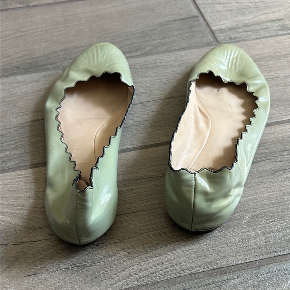 Chloe Women's Scalloped Ballet Flats in Light Sage - Picture 3 of 9